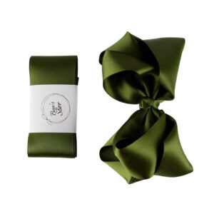 Dåbsbånd m. Sløjfe Satin - Moss