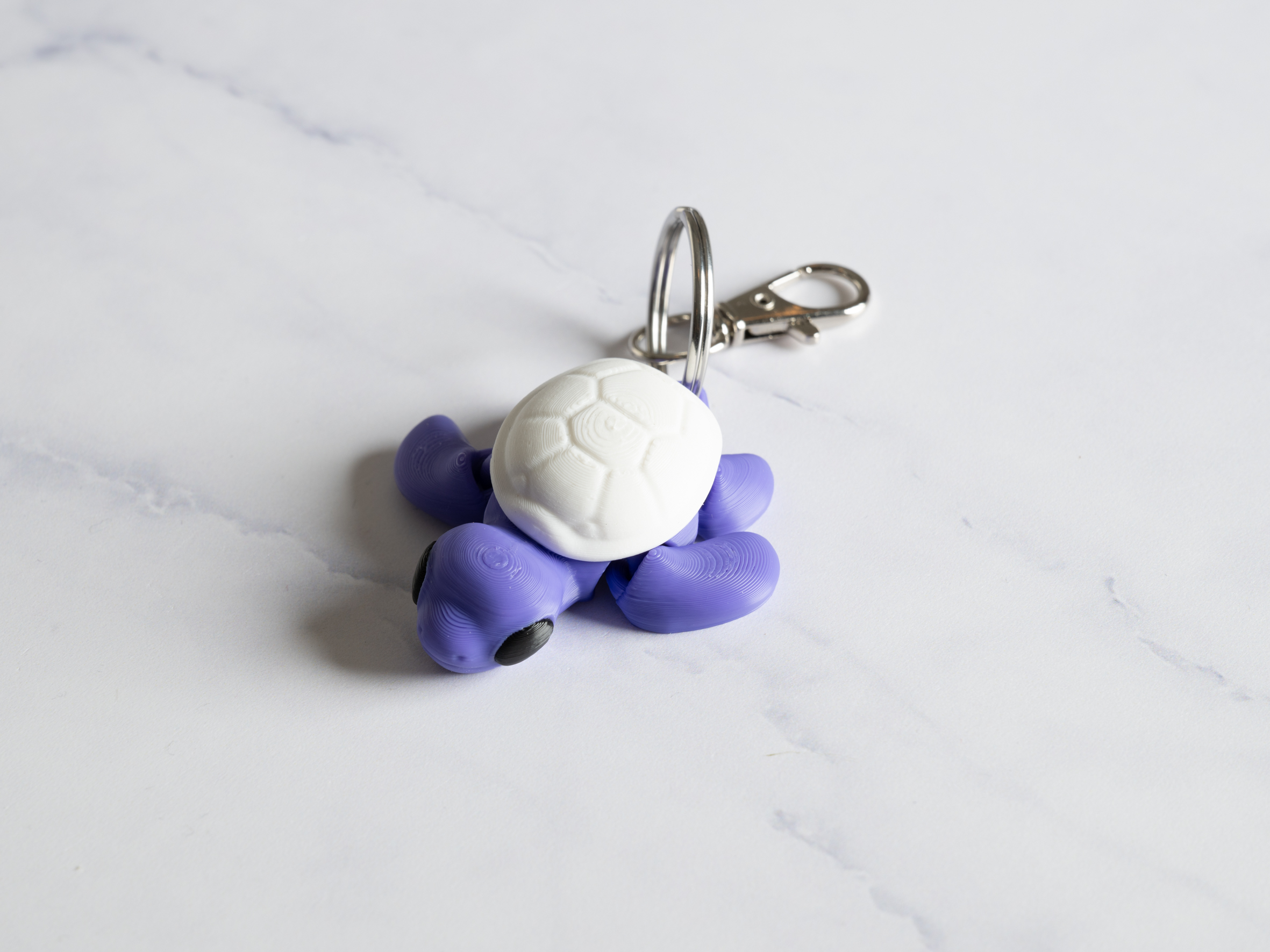 Flexi skildpadde nøglering - Lilla/hvid - Billede 3