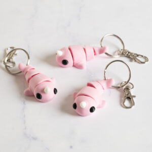 Flexi Narhval nøglering - Lyserød/hvid