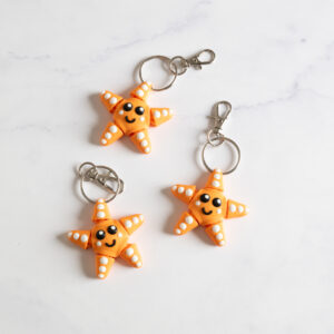 Flexi Søstjerne nøglering - Orange/hvid