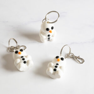 Flexi Snemand nøglering - Hvid/orange